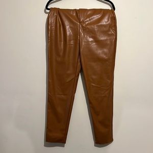 Windsor- Caramel Faux Leather Pants- Sized Medium
